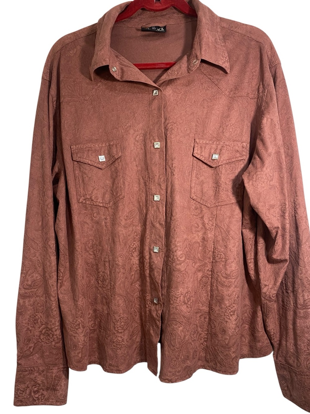 Outback Trading Company Faux Suede Pearl Snap Shirt